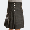 Modern Utility Kilt – Black & Blue Tactical Cargo Kilt with Chains, Pockets & Adjustable Straps