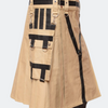 Khaki Tactical Utility Kilt with Black Webbing Straps – Heavy-Duty Modern Scottish Kilt